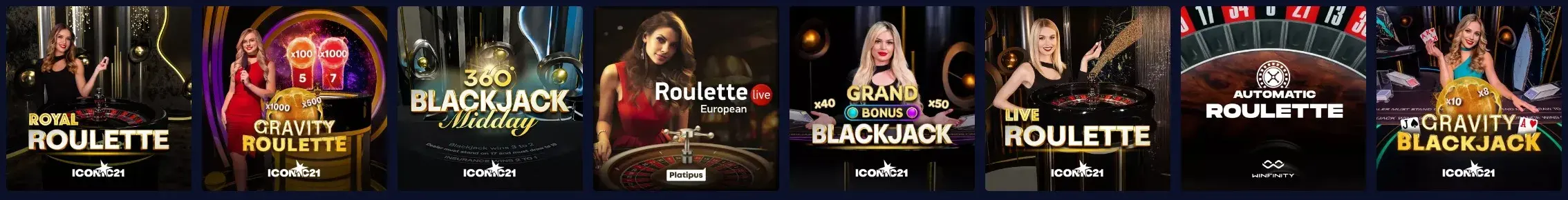 Jeux avec croupier en direct